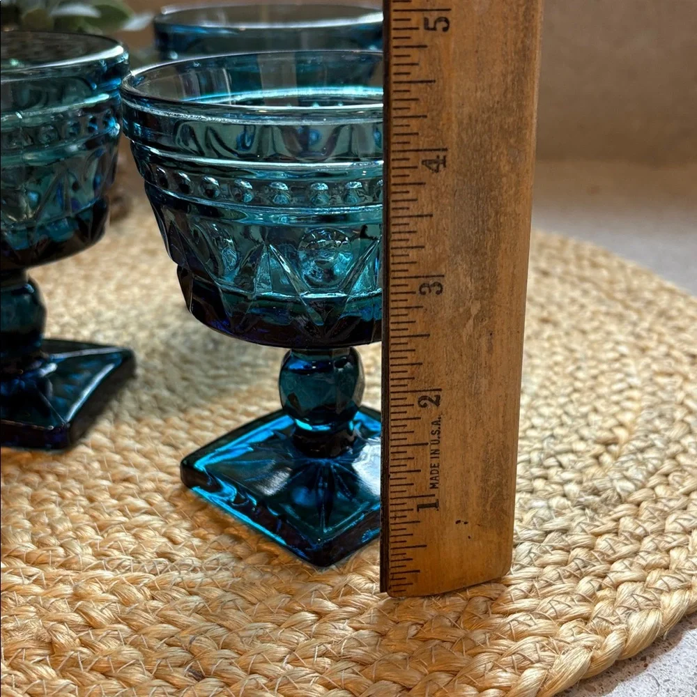 (3) Vintage Indiana Glass Colony Park Lane Blue Champagne/Sherbet Glasses